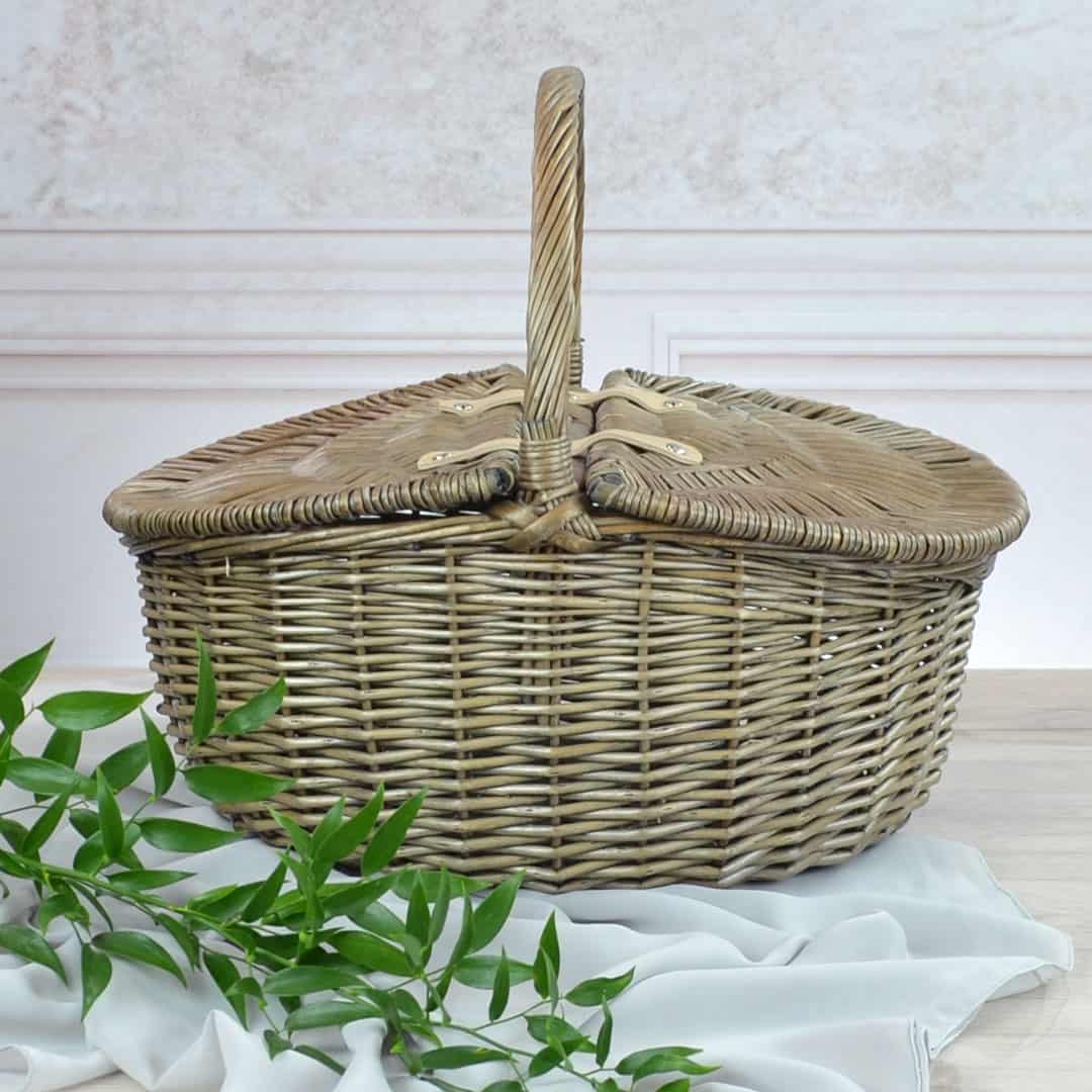 Antique Oval Picnic Basket