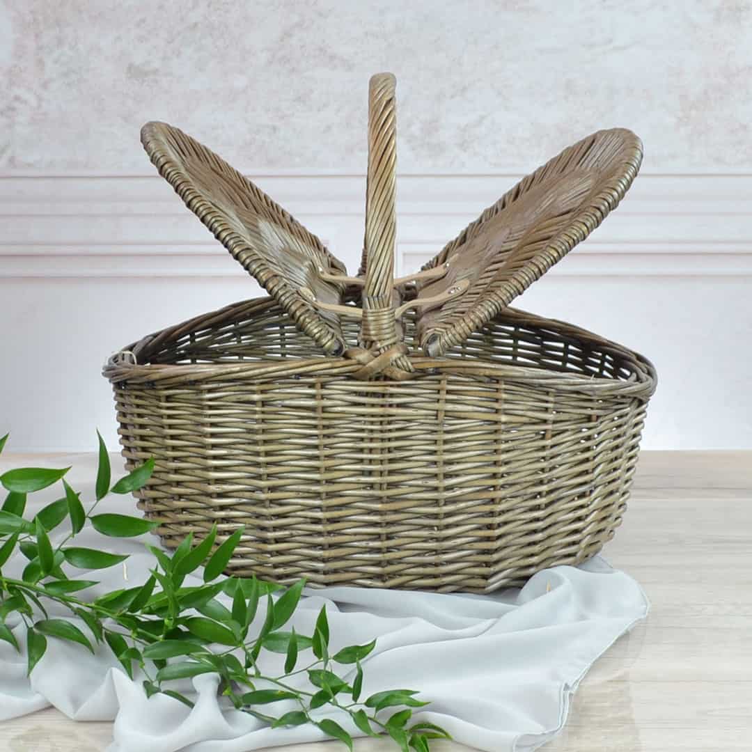 Antique Oval Picnic Basket