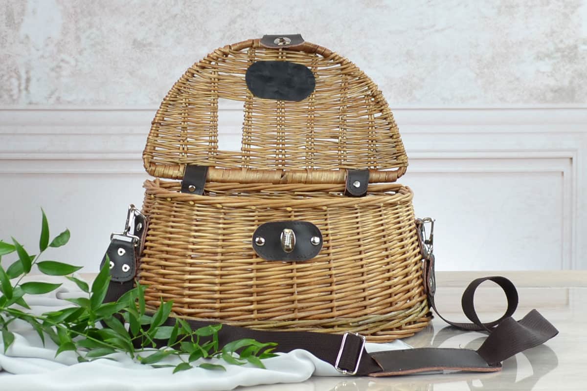 Wicker Fishing Creel Basket Heather and Bale