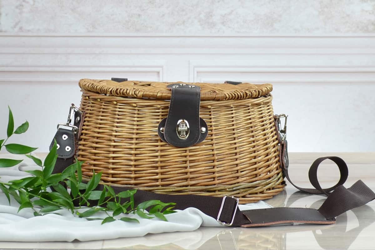 Wicker Fishing Creel Basket Heather and Bale