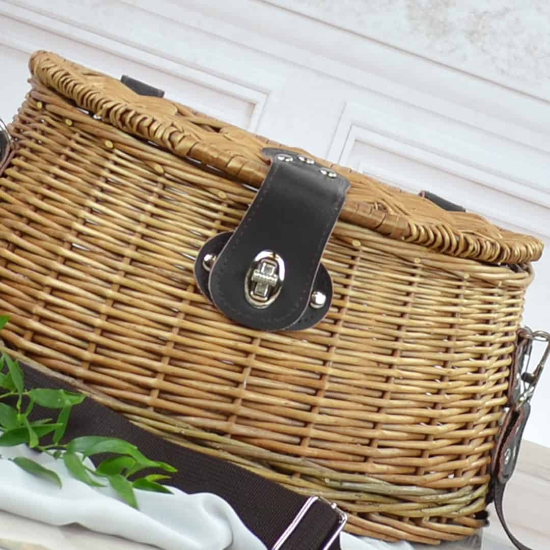 Wicker Fishing Creel Basket Heather and Bale